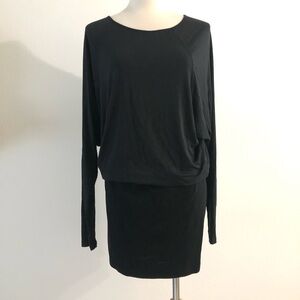 Vince Black Long Sleeve Shift Dress S Modal Wool Blend Minimalist